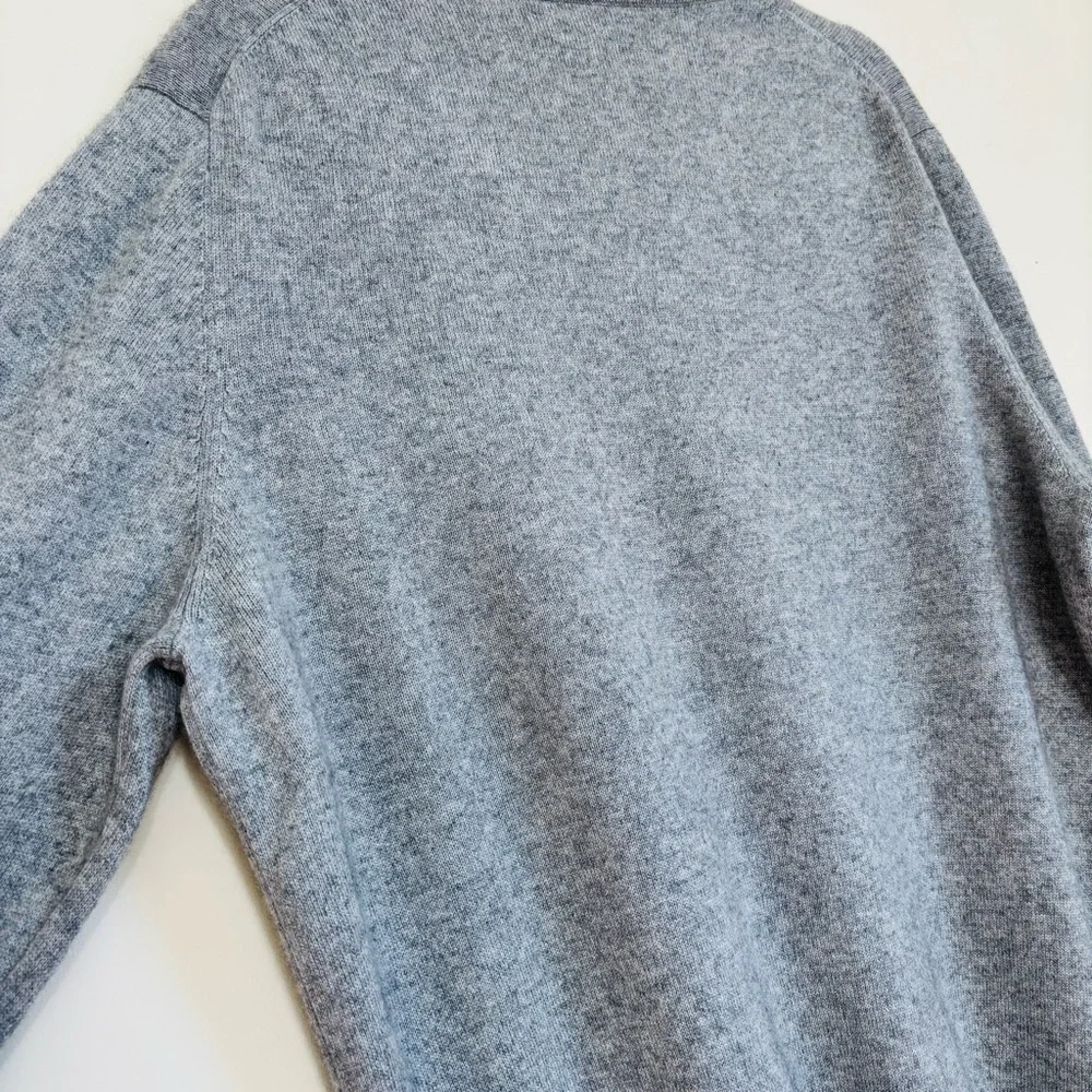 Apt9 Men Large Cashmere Silk V Neck heather gray knit slouchy pullover Sweater